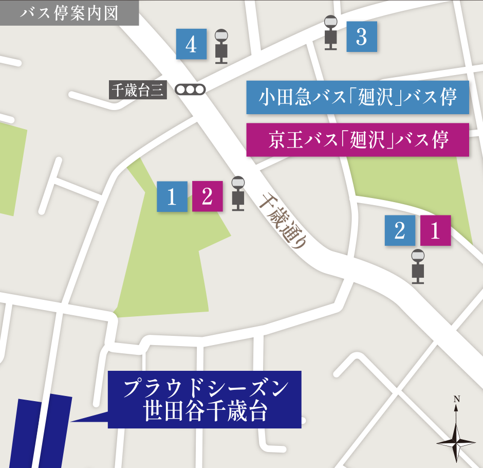 最寄りの6つのバス停「廻沢」への地図