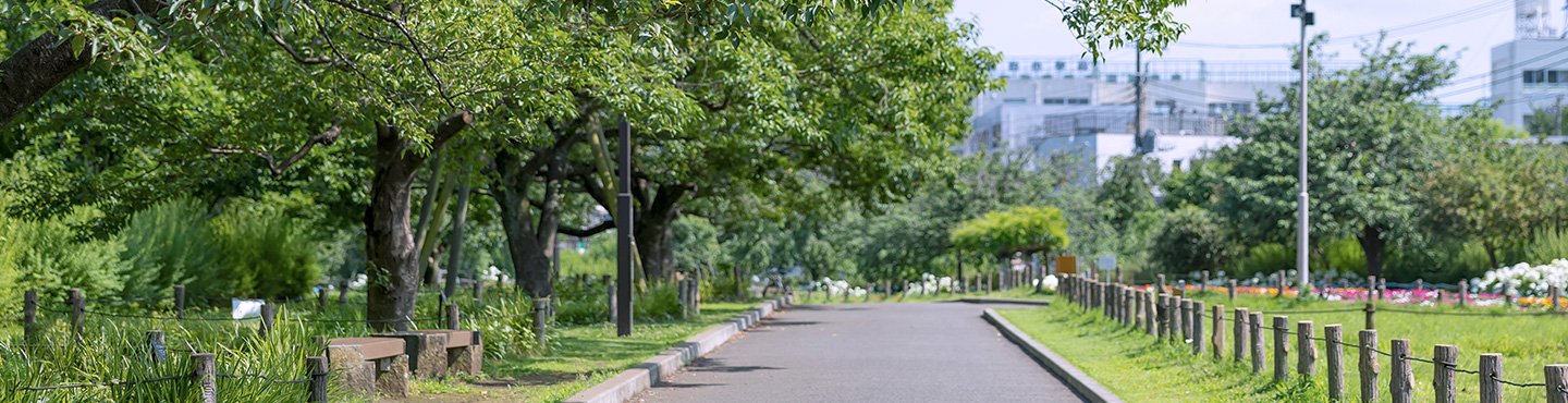 花壇や木々がある蘆花恒春園の写真