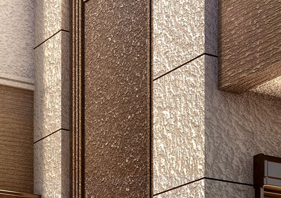 大判タイル+石目調吹付