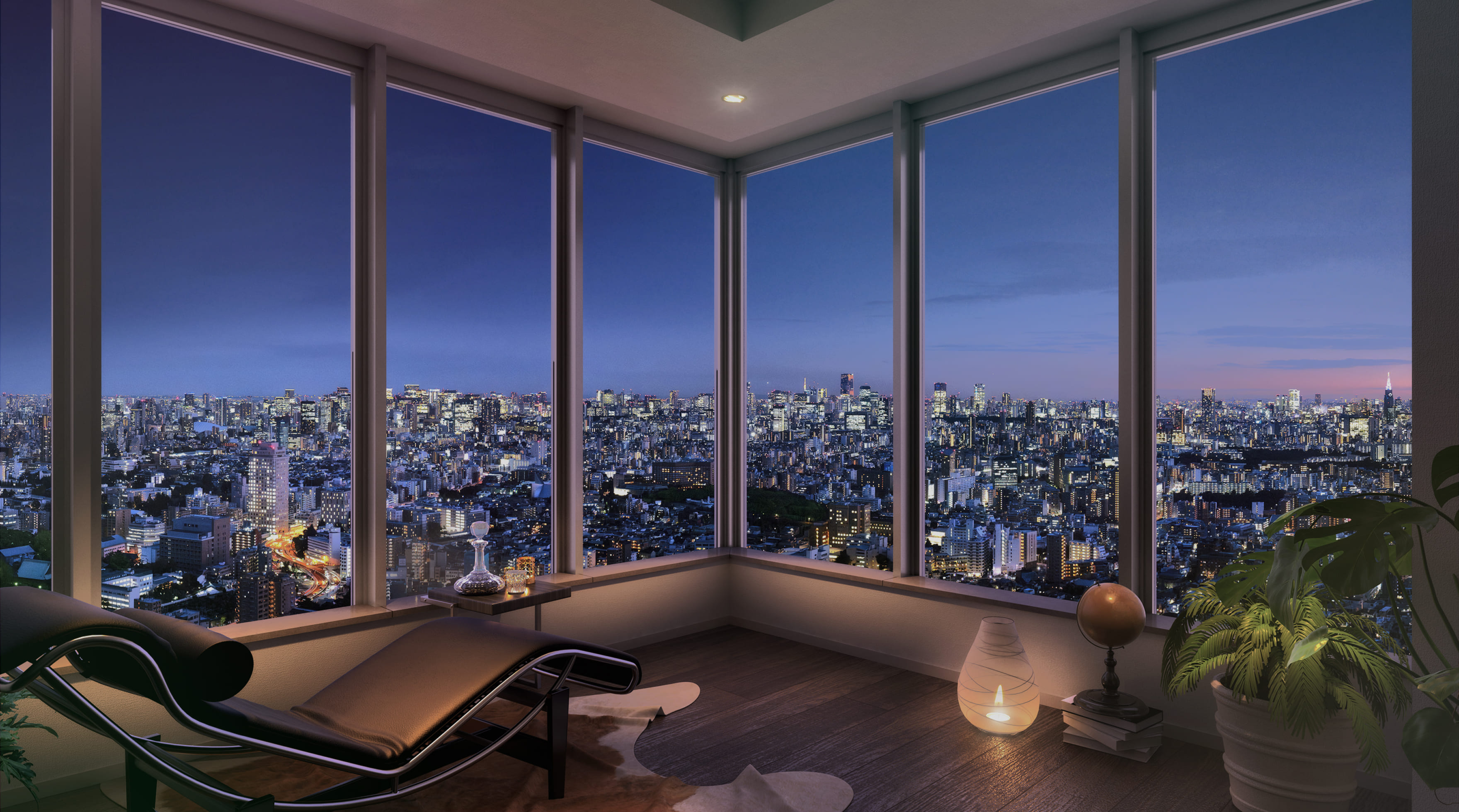 EAタイプ（16階）室内完成予想CG（夜景）