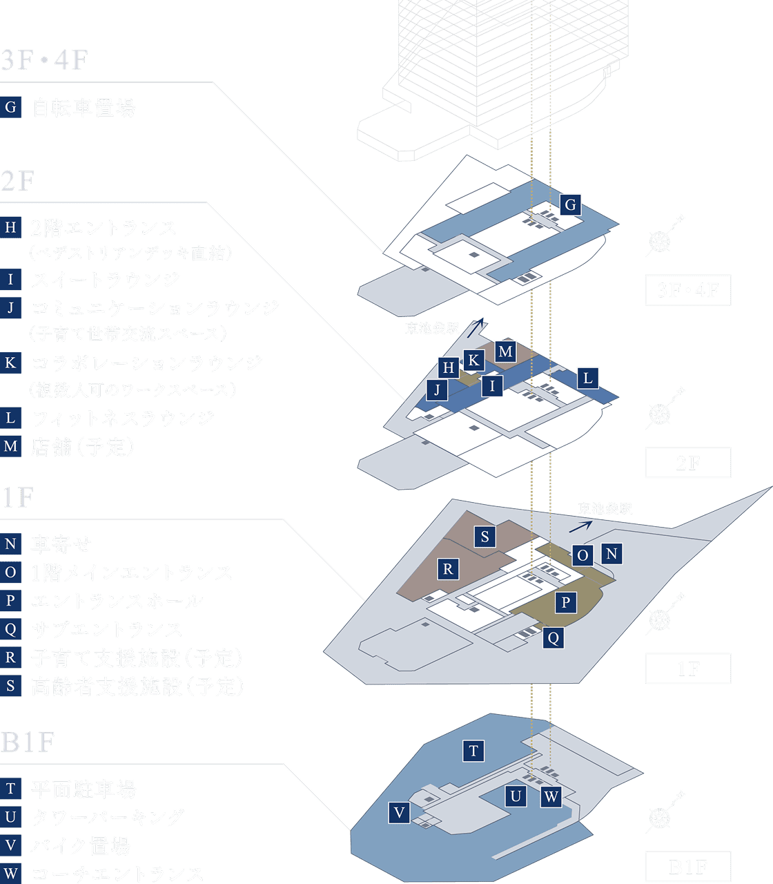 フロアマップ（B1〜4F階）