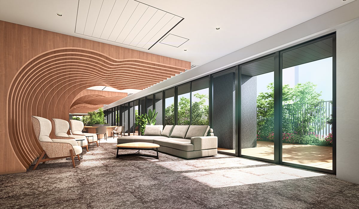 2階共用ラウンジスペース完成予想CG