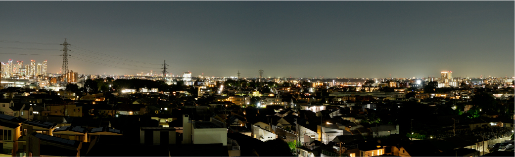 夜の眺望写真 2025年7月現地8階（建築基準法上7階）より南方向を撮影