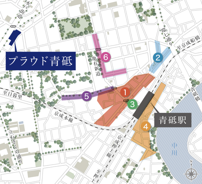 現地周辺商店街概念図