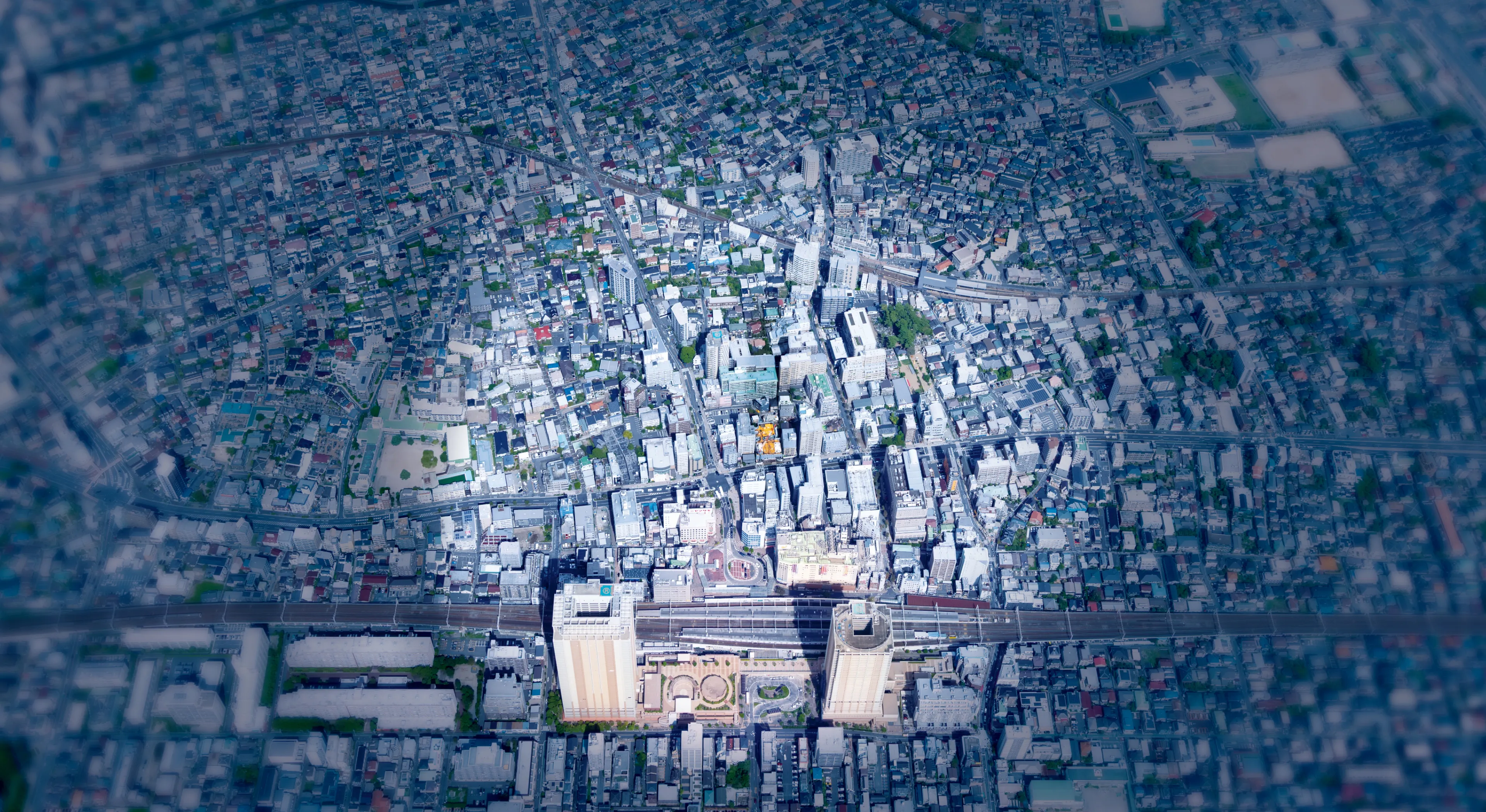 プラウド市川一丁目フロント周辺の空撮写真