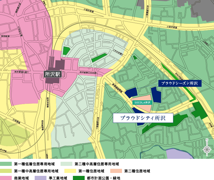 用途地域図 出典:所沢市ホームページ「所沢市の都市計画図」