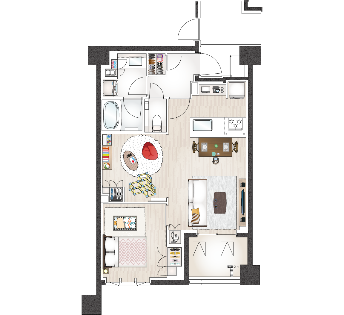 イラスト家具間取り