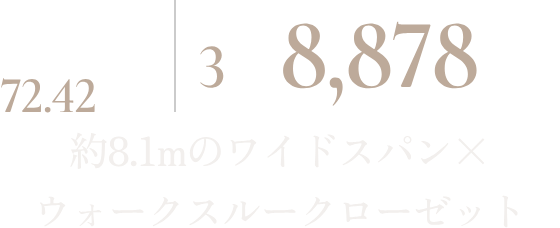 M type 72.42㎡ 3階 8,878万円 約8.1mのワイドスパン×ウォークスルークローゼット