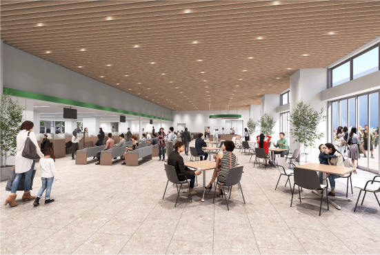 区民ホールのイメージパース(通常時)※色・デザイン等は今後変更となる場合があります