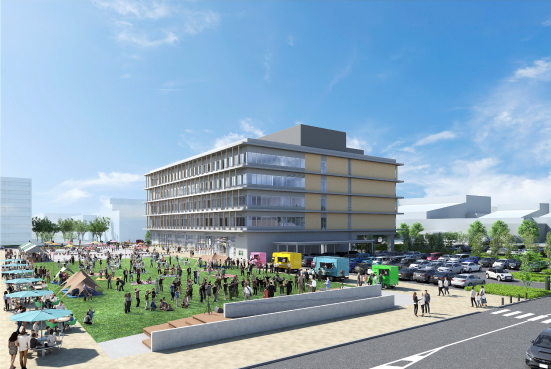 広場のイメージパース(北側からみた様子)※色・デザイン等は今後変更となる場合があります