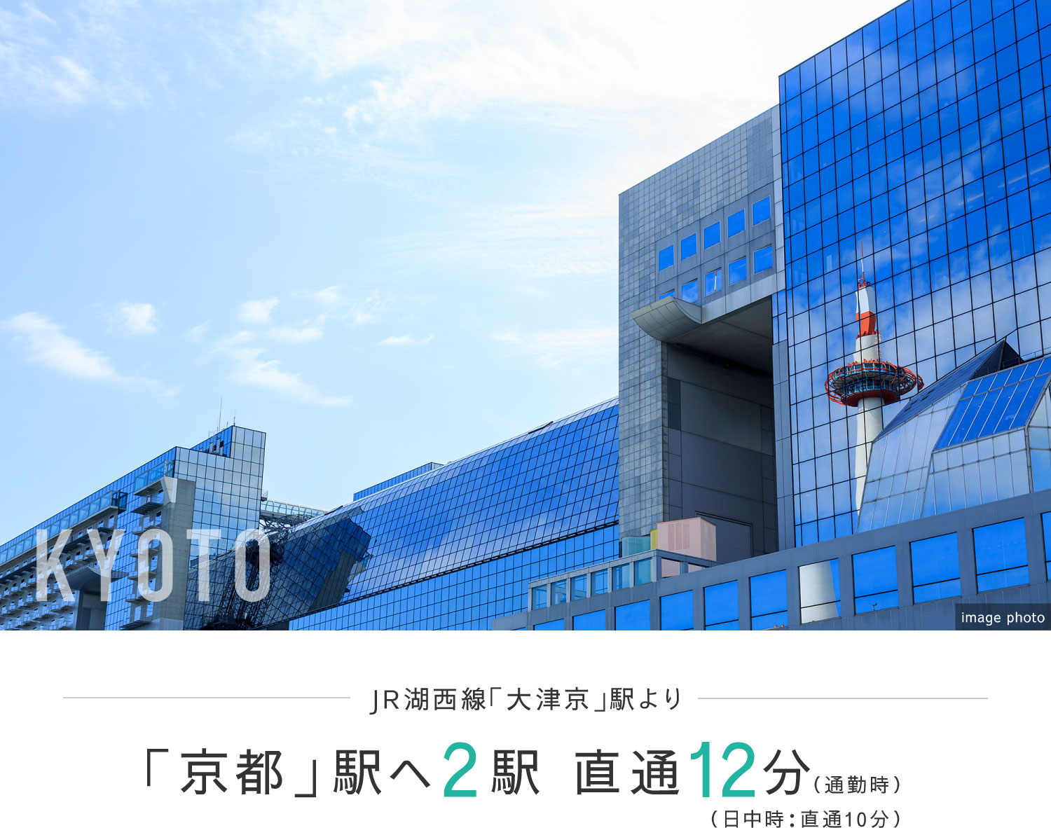 JR湖西線「大津京」駅より「京都」駅へ2駅 直通12分（通勤時）（日中時：直通10分）