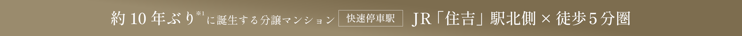 約10年ぶり※1に誕生する分譲マンション 快速停車駅 JR「住吉」駅北側×徒歩5分圏