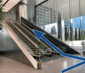 エスカレーターの手前