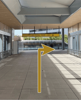 階段を登った後の道路