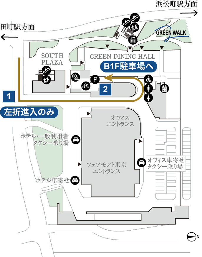 プラウドギャラリー芝浦　車でお越しの方向け　屋外マップ