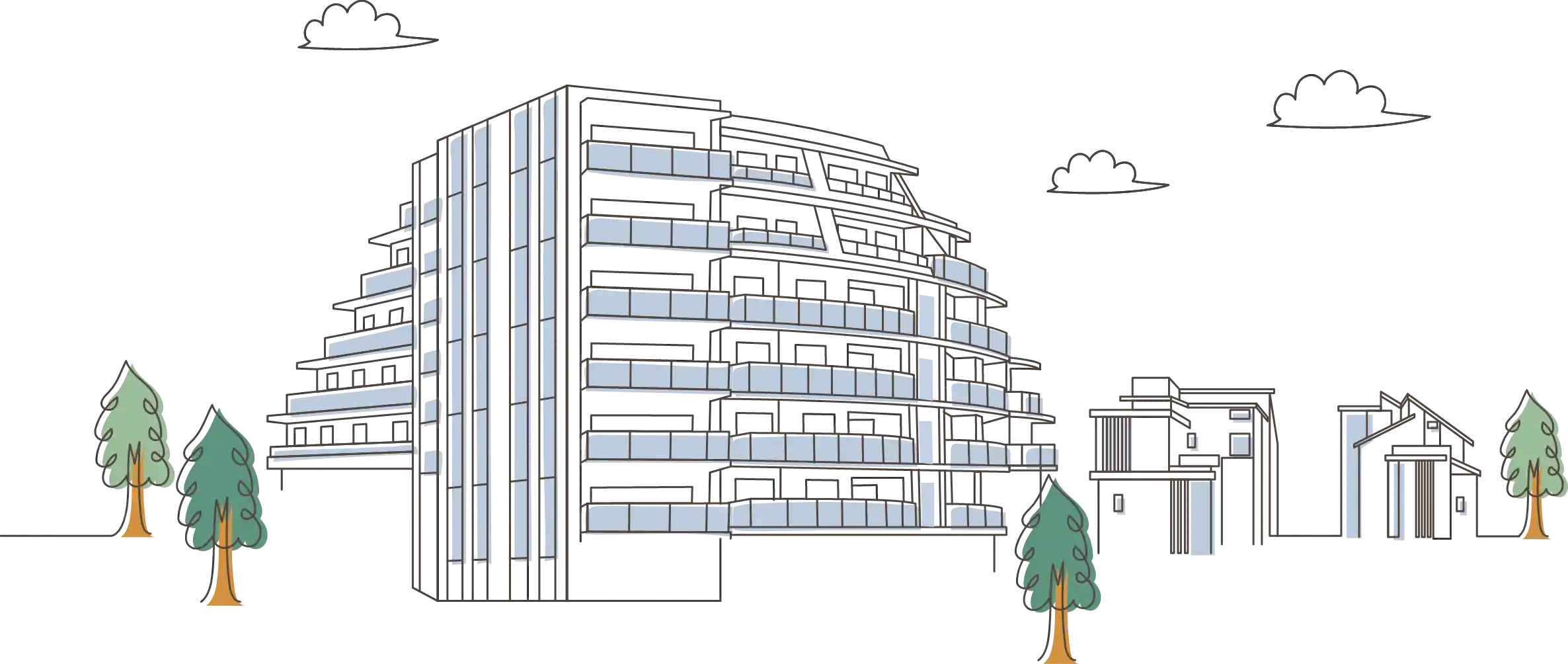 マンションと戸建てのイラスト